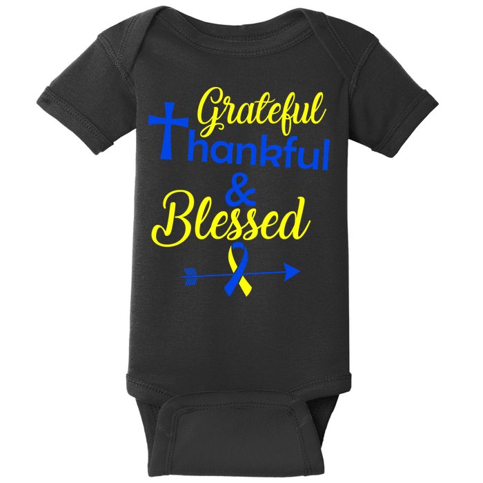 Grateful Thankful & Blessed Down Syndrome Baby Bodysuit
