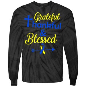 Grateful Thankful & Blessed Down Syndrome Tie-Dye Long Sleeve Shirt