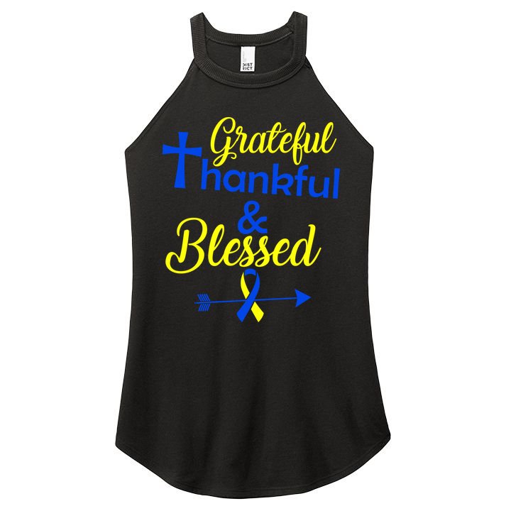 Grateful Thankful & Blessed Down Syndrome Women's Perfect Tri Rocker Tank