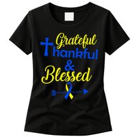 Grateful Thankful & Blessed Down Syndrome Womens T-Shirt