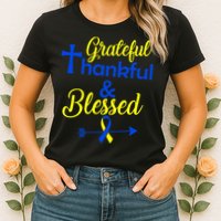 Grateful Thankful & Blessed Down Syndrome Womens T-Shirt