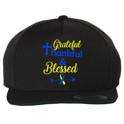 Grateful Thankful & Blessed Down Syndrome Wool Snapback Cap