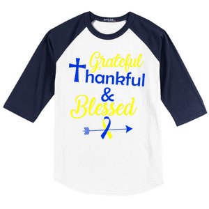 Grateful Thankful & Blessed Down Syndrome Baseball Sleeve Shirt