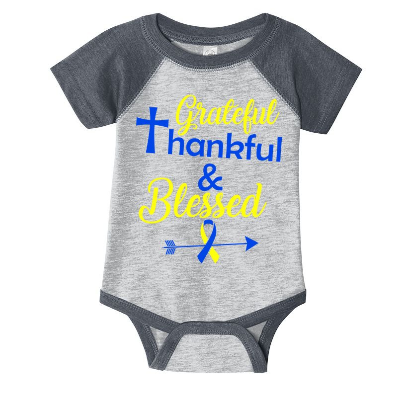Grateful Thankful & Blessed Down Syndrome Infant Baby Jersey Bodysuit