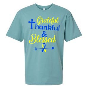 Grateful Thankful & Blessed Down Syndrome Sueded Cloud Jersey T-Shirt