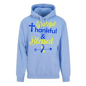 Grateful Thankful & Blessed Down Syndrome Unisex Surf Hoodie