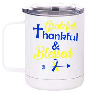 Grateful Thankful & Blessed Down Syndrome 12 oz Stainless Steel Tumbler Cup