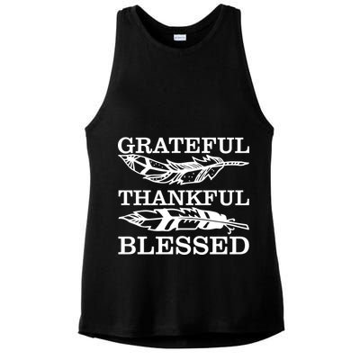 Grateful Thankful And Blessed Ladies PosiCharge Tri-Blend Wicking Tank