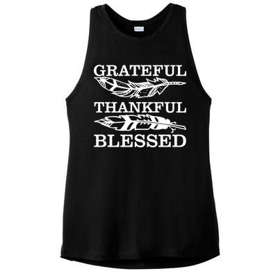 Grateful Thankful And Blessed Ladies PosiCharge Tri-Blend Wicking Tank