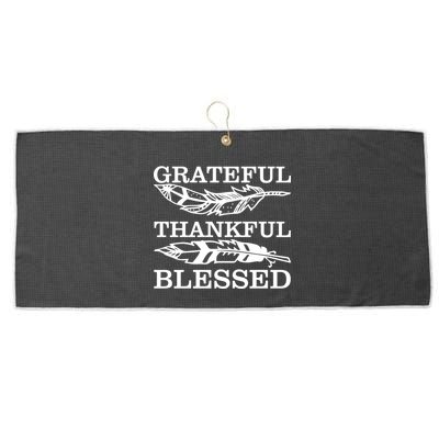 Grateful Thankful And Blessed Large Microfiber Waffle Golf Towel