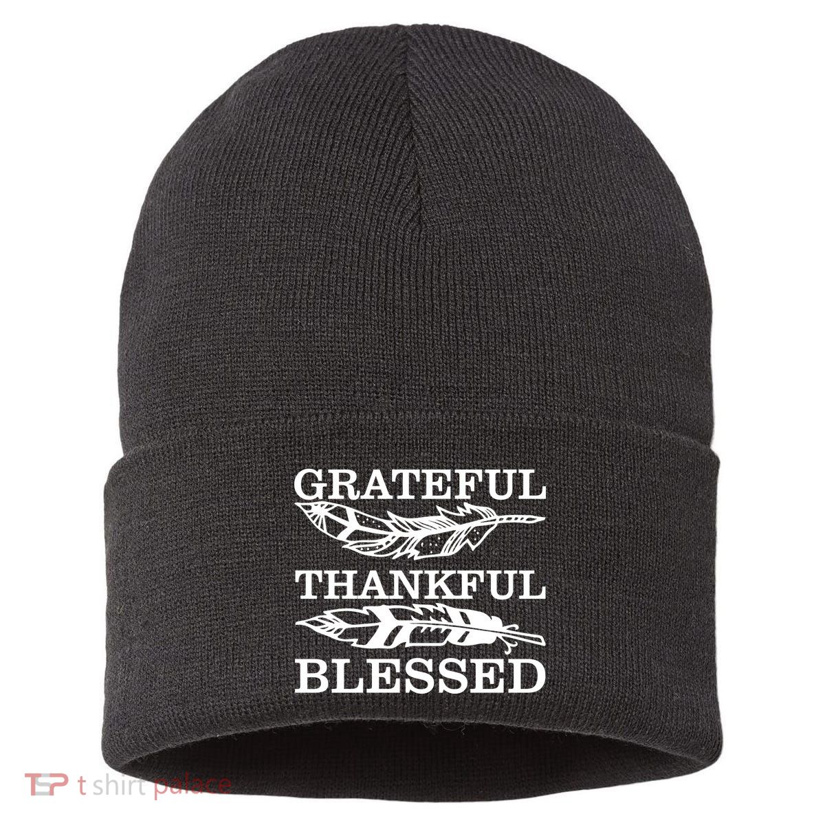 Grateful Thankful And Blessed Sustainable Knit Beanie
