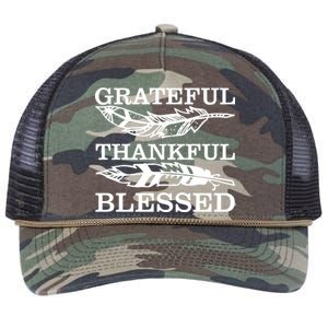 Grateful Thankful And Blessed Retro Rope Trucker Hat Cap