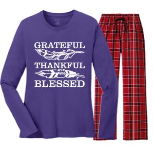 Grateful Thankful And Blessed Women's Long Sleeve Flannel Pajama Set 