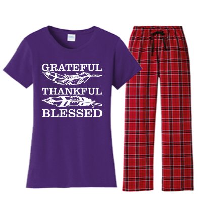 Grateful Thankful And Blessed Women's Flannel Pajama Set