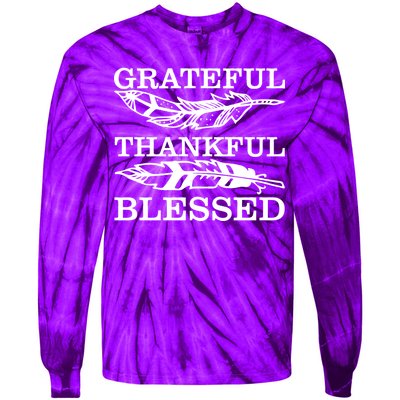 Grateful Thankful And Blessed Tie-Dye Long Sleeve Shirt