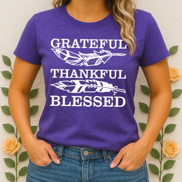 Grateful Thankful And Blessed Womens T-Shirt