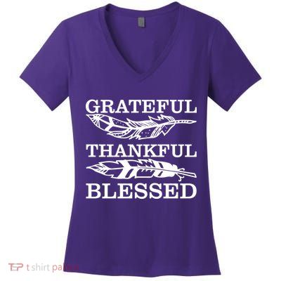 Grateful Thankful And Blessed Women's V-Neck T-Shirt