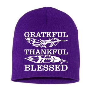 Grateful Thankful And Blessed Short Acrylic Beanie