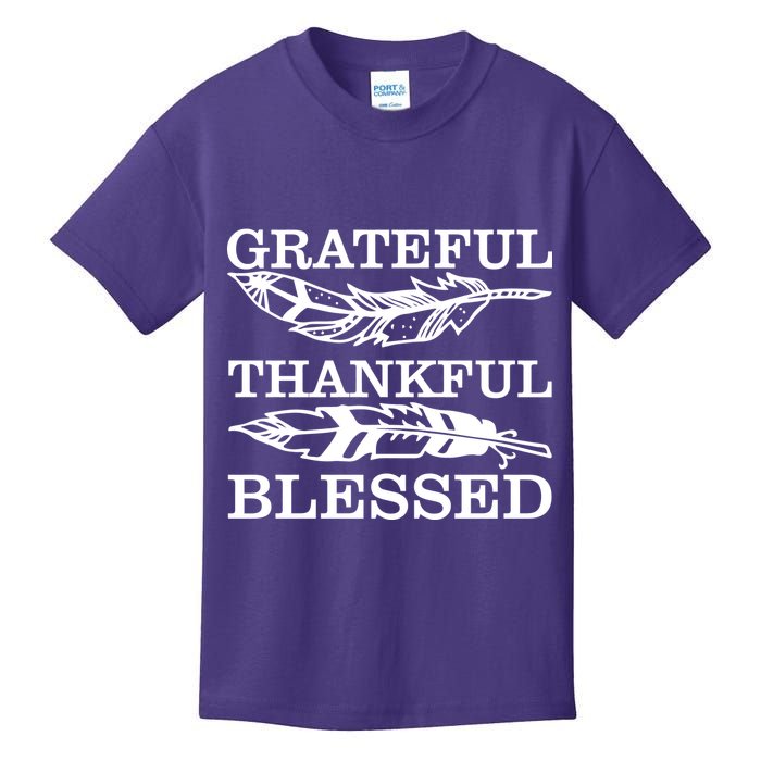 Grateful Thankful And Blessed Kids T-Shirt