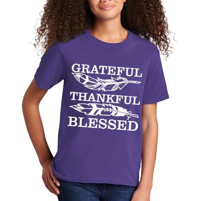 Grateful Thankful And Blessed Kids T-Shirt