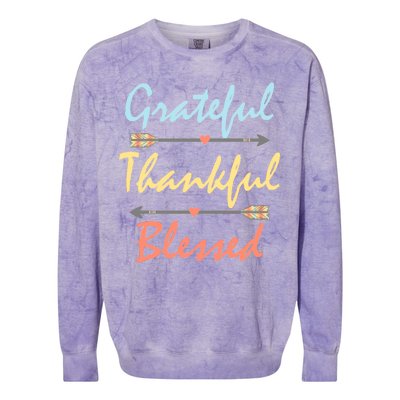 Grateful Thankful Blessed Colorful Thanksgiving Colorblast Crewneck Sweatshirt