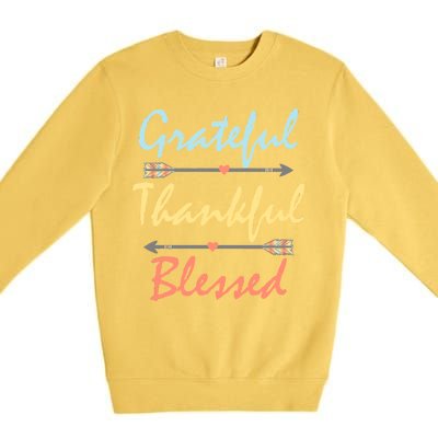 Grateful Thankful Blessed Colorful Thanksgiving Premium Crewneck Sweatshirt