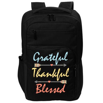 Grateful Thankful Blessed Colorful Thanksgiving Impact Tech Backpack