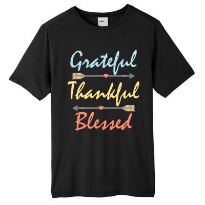 Grateful Thankful Blessed Colorful Thanksgiving Tall Fusion ChromaSoft Performance T-Shirt