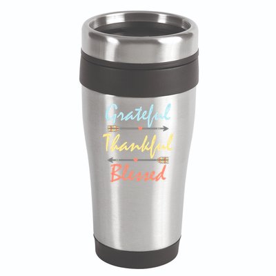 Grateful Thankful Blessed Colorful Thanksgiving 16oz Travel Tumbler