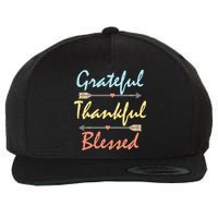 Grateful Thankful Blessed Colorful Thanksgiving Wool Snapback Cap