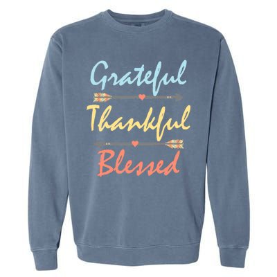 Grateful Thankful Blessed Colorful Thanksgiving Garment-Dyed Sweatshirt