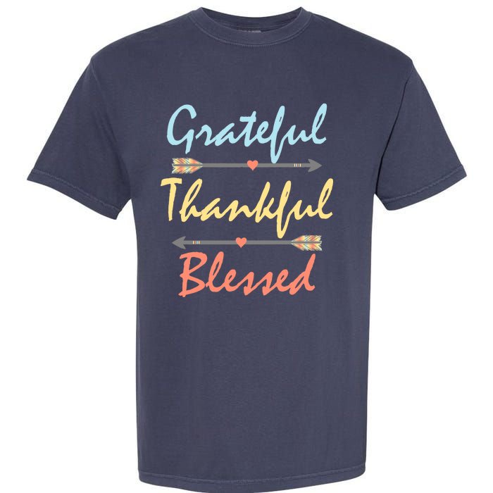 Grateful Thankful Blessed Colorful Thanksgiving Garment-Dyed Heavyweight T-Shirt