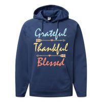 Grateful Thankful Blessed Colorful Thanksgiving Performance Fleece Hoodie