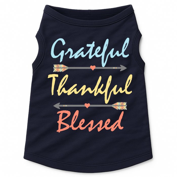 Grateful Thankful Blessed Colorful Thanksgiving Doggie Tank