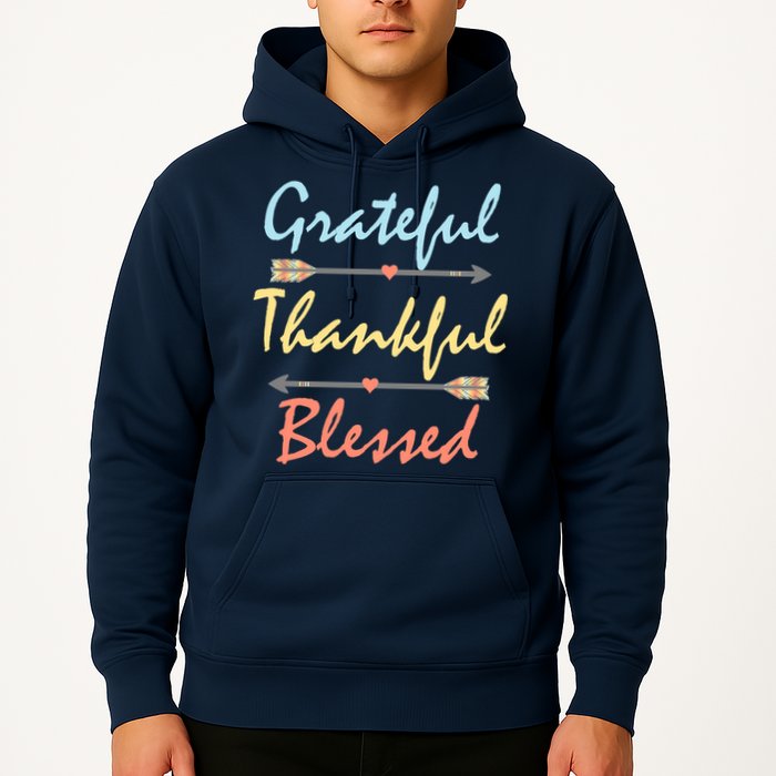 Grateful Thankful Blessed Colorful Thanksgiving Hoodie