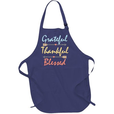 Grateful Thankful Blessed Colorful Thanksgiving Full-Length Apron With Pockets