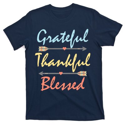 Grateful Thankful Blessed Colorful Thanksgiving T-Shirt