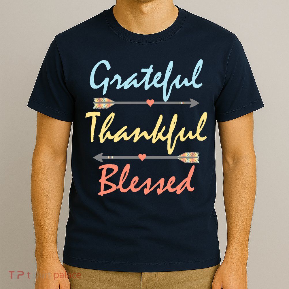 Grateful Thankful Blessed Colorful Thanksgiving T-Shirt