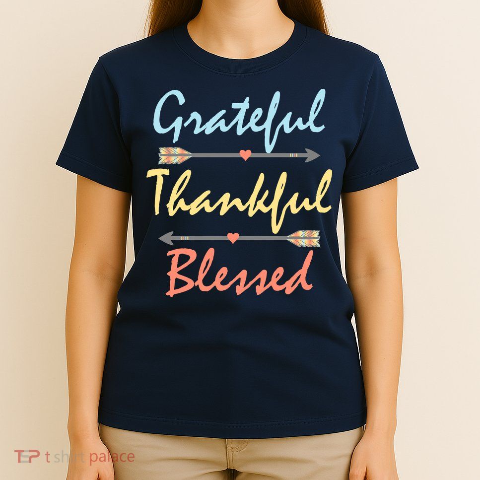 Grateful Thankful Blessed Colorful Thanksgiving T-Shirt