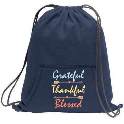 Grateful Thankful Blessed Colorful Thanksgiving Sweatshirt Cinch Pack Bag