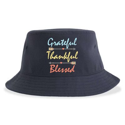 Grateful Thankful Blessed Colorful Thanksgiving Sustainable Bucket Hat