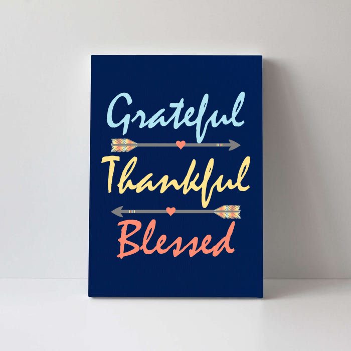 Grateful Thankful Blessed Colorful Thanksgiving Canvas