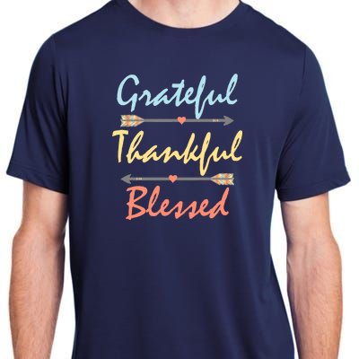 Grateful Thankful Blessed Colorful Thanksgiving Adult ChromaSoft Performance T-Shirt