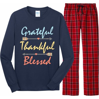 Grateful Thankful Blessed Colorful Thanksgiving Long Sleeve Pajama Set