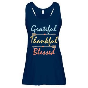 Grateful Thankful Blessed Colorful Thanksgiving Ladies Essential Flowy Tank