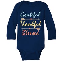 Grateful Thankful Blessed Colorful Thanksgiving Baby Long Sleeve Bodysuit