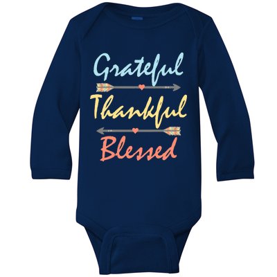 Grateful Thankful Blessed Colorful Thanksgiving Baby Long Sleeve Bodysuit