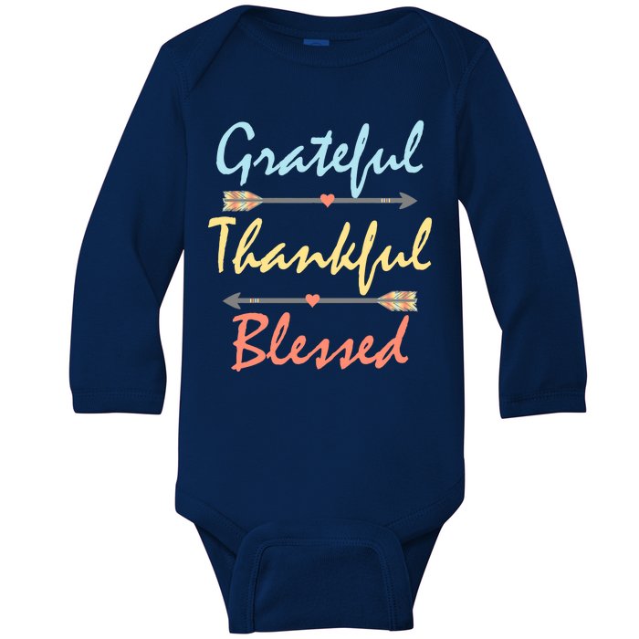 Grateful Thankful Blessed Colorful Thanksgiving Baby Long Sleeve Bodysuit