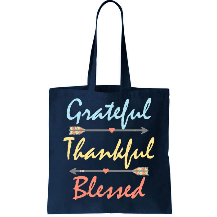 Grateful Thankful Blessed Colorful Thanksgiving Tote Bag