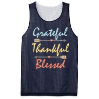 Grateful Thankful Blessed Colorful Thanksgiving Mesh Reversible Basketball Jersey Tank